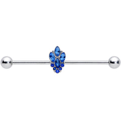 14G Blue CZ Gem Fountain Industrial Barbell 38mm