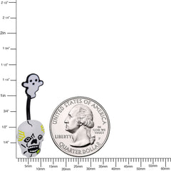 Black White Yellow Scary Skull Ghost Halloween Belly Ring
