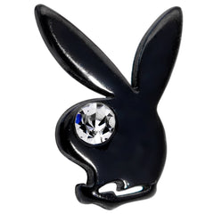 16G 1/4 Licensed Playboy Clear CZ Black Internal Thread Labret