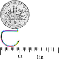 18G 3/8 Rainbow G23 Implant Grade Titanium D Shape Nose Hoop