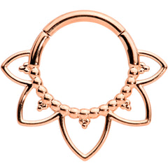 16G 5/16 Rose Gold Tone Open Petal Flower Hinged Segment Ring