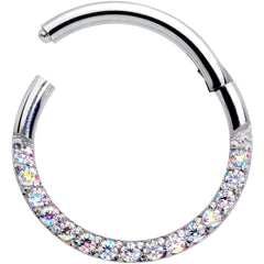 16G 3/8 Aurora Gem Paved Elegance Hinged Segment Ring