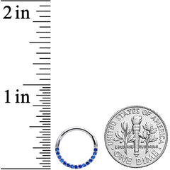 16G 3/8 Deep Blue Gem Paved Elegance Hinged Segment Ring