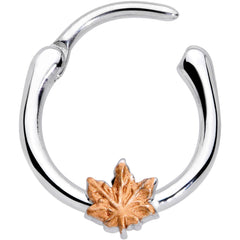 16G 3/8 Rose Gold Tone Fall Autumn Leaf Cartilage Clicker