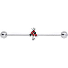 14G Clear Red Green Gem Christmas Tree Industrial Barbell 38mm