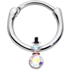 16G 3/8 Aurora Gem Winter Snowman Christmas Hinged Segment Ring