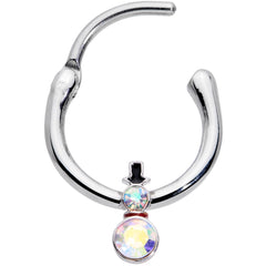 16G 3/8 Aurora Gem Winter Snowman Christmas Hinged Segment Ring