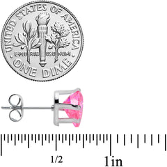 Pink Gem Valentine Heart Steel Post Stud Earrings