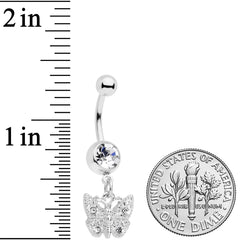 Clear Gem Baroque Butterfly Dangle Belly Ring