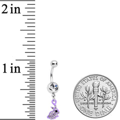 Clear Gem Purple Easter Bunny Dangle Belly Ring