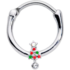 16G 3/8 Clear Red Green Gem  Christmas Tree Cartilage Clicker