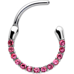 16G 3/8 Pink Gem Paved Cartilage Clicker