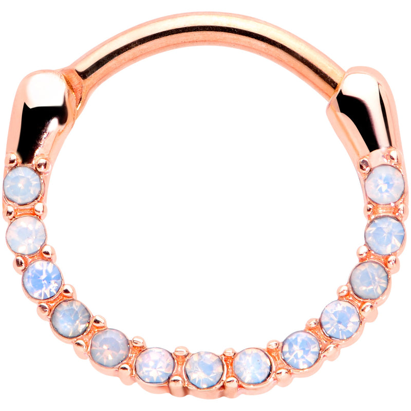 16G 3/8 Aurora Gem Rose Gold Tone Paved Cartilage Clicker