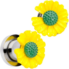 Yellow Daisy Flower Screw Fit Plug Set
