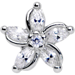 16G 1/4 Clear Gem Pretty Petals Flower Cartilage Tragus Earring