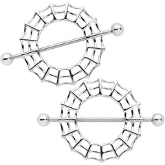 14G 7/8 Sexy Spider Web Halloween Nipple Shield Set
