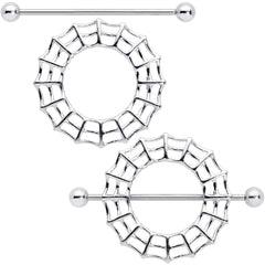 14G 7/8 Sexy Spider Web Halloween Nipple Shield Set