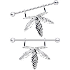 14G 11/16 Hanging Pot Leaf Dangle Nipple Shield Set