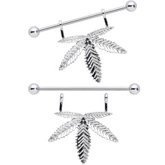 14G 11/16 Hanging Pot Leaf Dangle Nipple Shield Set