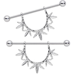 14G 5/8 Garland Pot Leaf Dangle Nipple Shield Set