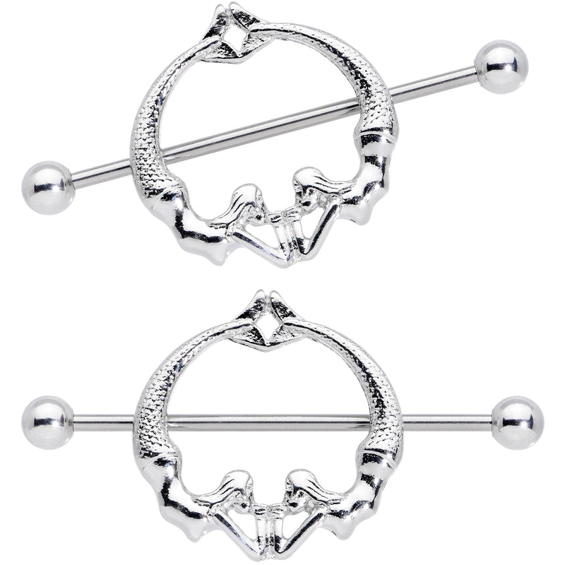 14G 13/16 Double Mermaid Nautical Nipple Shield Set