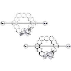 14G 1/2 Bee Hive Bee Nipple Shield Set