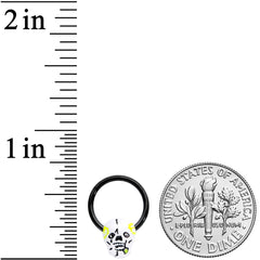16G 3/8 Black White Skull Halloween Hinged Segment Ring