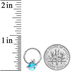 16G 3/8 Aqua Gem Star Saturn Planet Hinged Segment Ring