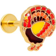 16G 5/16 Gold Tone Turkey Thanksgiving Labret Monroe Tragus