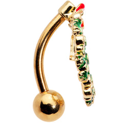 Clear Red Gem Holiday Wreath Bell Christmas Top Mount Belly Ring