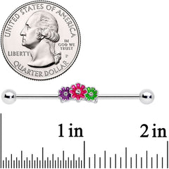 14G Clear Gem Floral Garland Industrial Barbell 38mm
