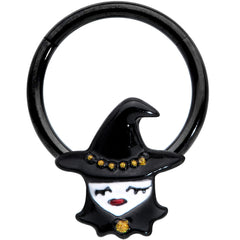 16G 3/8 Black Goth Witch Halloween Hinged Segment Ring