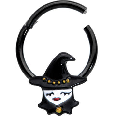 16G 3/8 Black Goth Witch Halloween Hinged Segment Ring