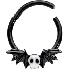 16G 3/8 Wing Skull Memento Mori Halloween Hinged Segment Ring