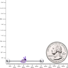 14G Clear Gem Purple Easter Bunny Industrial Barbell 38mm