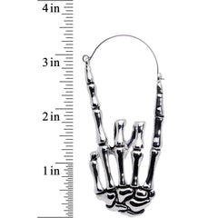 Skeleton Hands Devil Horn Tunnel Plug Earrings