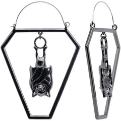 Black Bat Coffin Halloween Tunnel Plug Earrings