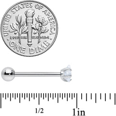 Clear CZ Gem Star Barbell Tongue Ring