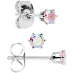 20G Aurora CZ Gem 3mm to 5mm Post Stud Earring Set of 3