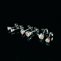20G Aurora CZ Gem 3mm to 5mm Post Stud Earring Set of 3