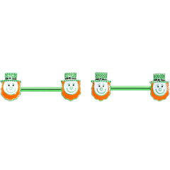 14G 9/16 Green Gem Leprechaun St Patricks Day Nipple Ring Set