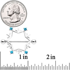 14G 3/4 Aqua Gem Snowflake Christmas Nipple Shield Set