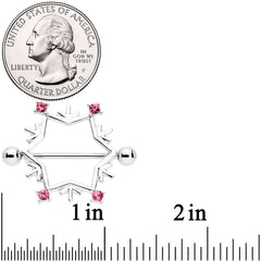 14G 3/4 Pink Gem Snowflake Christmas Nipple Shield Set