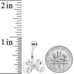 Clear CZ Gem Beauty Bow Belly Ring