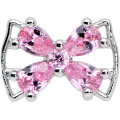 16G 1/4 Pink CZ Gem Beauty Bow Cartilage Tragus Earring