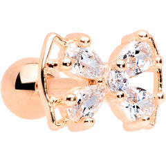 16G 1/4 Clear CZ Gem Rose Gold Tone Beauty Bow Cartilage Tragus