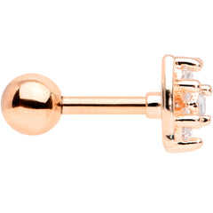 16G 1/4 Clear CZ Gem Rose Gold Tone Beauty Bow Cartilage Tragus