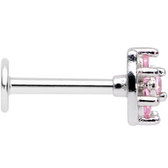 16G 5/16 Pink CZ Gem Beauty Bow Labret Monroe Tragus