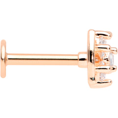 16G 5/16 Clear CZ Gem Rose Gold Tone Beauty Bow Labret Tragus