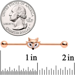 14G Rose Gold Tone Fashion Fox Industrial Barbell 38mm